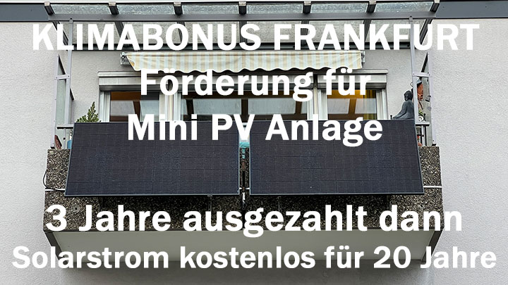 Klimabonus Frankfurt Förderung für Mini PV Anlage